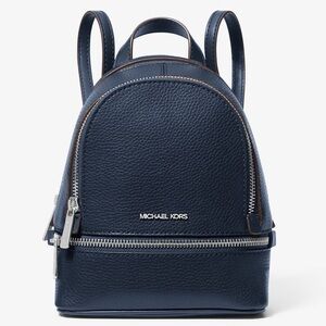 Michael Kors Rhea Extra-Small Printed Signature Logo Backpack Navy Blue